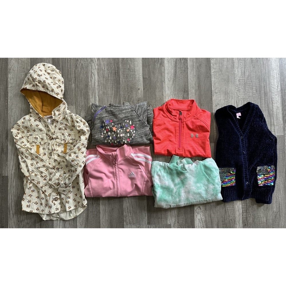 Lot of 6 Girls Size 5 Sweatshirts‎ Little Lass  Under Armour Adidas Kid Box Etc